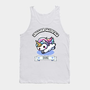 Diving Unicorn Olympics 🏊‍♀️🦄 - Perfect 10 Cuteness! Tank Top